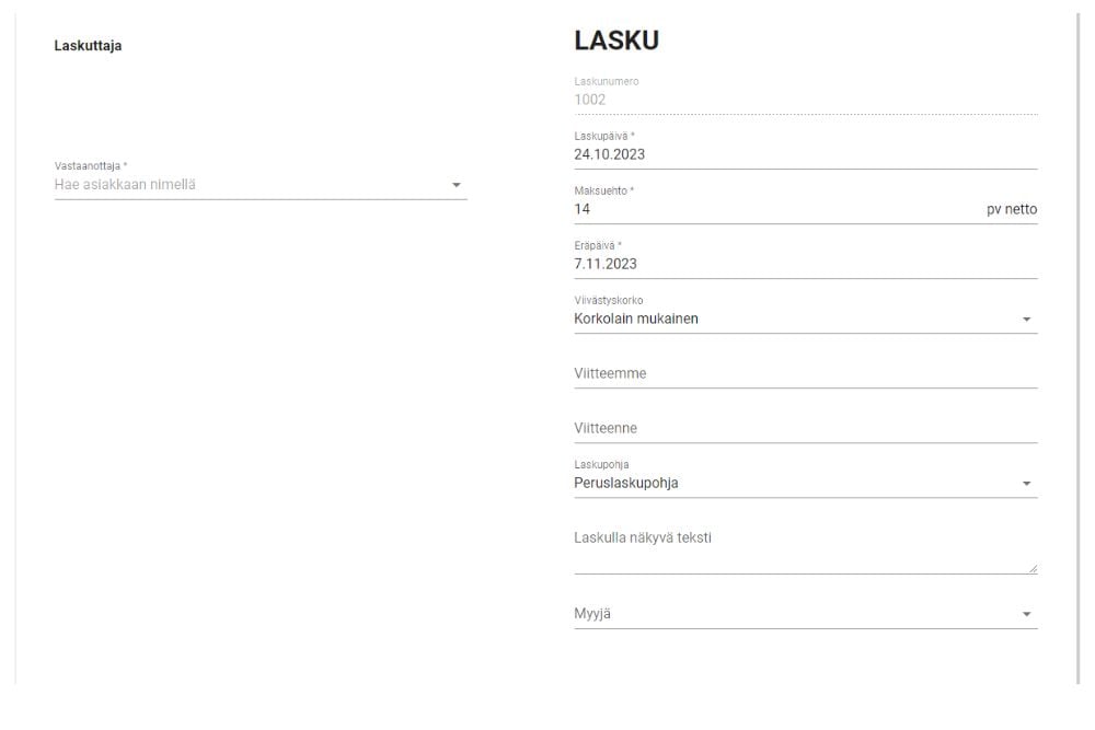 Uuva cloud luo uusi lasku